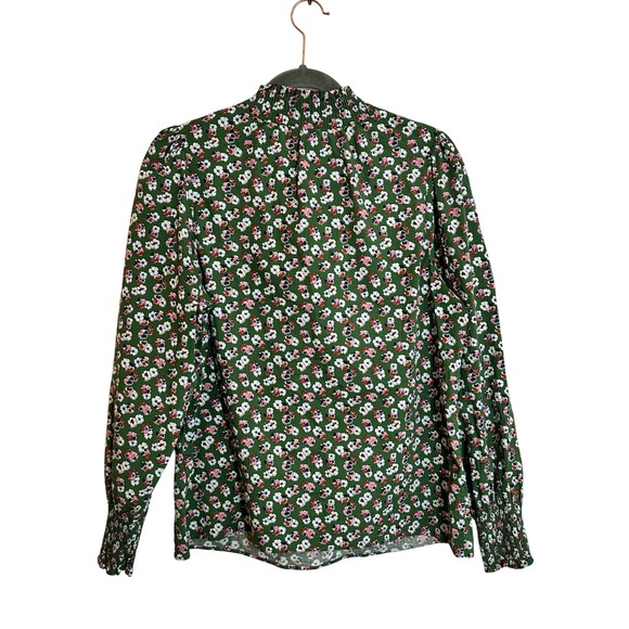 Boden Green Floral Tie-Neck Blouse - Picture 2 of 13